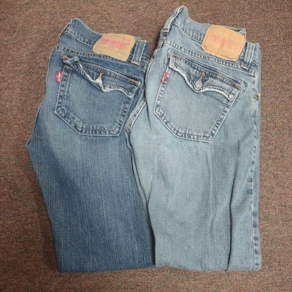 Two Pairs Ladies Levi's 504 Slouch Jeans 13M Flap pocket